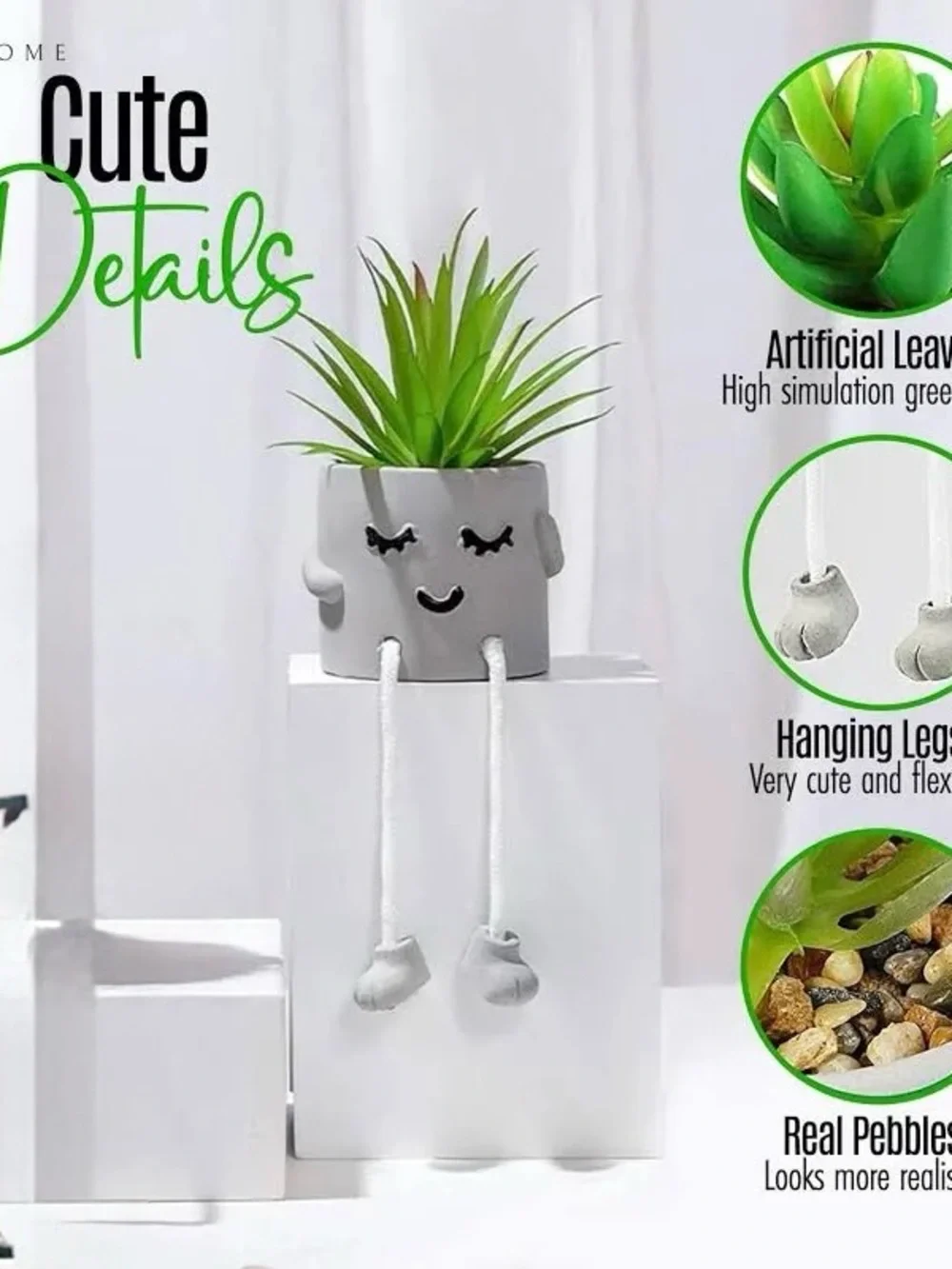 Zen Home Artificial Potted Whimsical Succulent -Shy Dad w/ Santa Hat/sunglasses